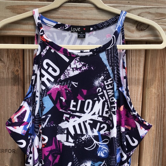 LOVE - Graffiti Print High-Neck Sleeveless Maxi Dress - Picture 2 of 8